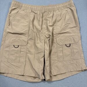 ROUNDTREE & YORKE CARGO Swim Shorts Men XL Pullup TAN Mesh Lining  Elastic